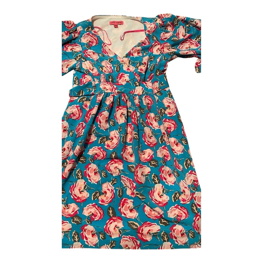 Betsey Johnson Blue Floral Fit & Flare Dress – Size 4p - Picture 7 of 13